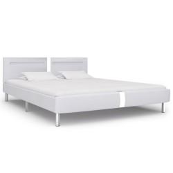 vidaXL Estructura de cama con LED de cuero sintético blanco 180x200 cm