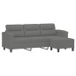 vidaXL Sofá de 3 plazas y taburete tela microfibra gris oscuro 180 cm vidaXL Sofá de 3 plazas y taburete tela microfibra gris oscuro 180 cm