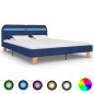vidaXL Estructura de cama con LED tela azul 160x200 cm vidaXL Estructura de cama con LED tela azul 160x200 cm