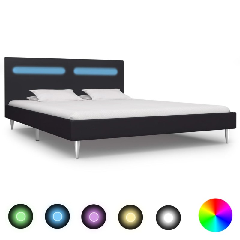 vidaXL Estructura de cama con LED tela negro 180x200 cm vidaXL Estructura de cama con LED tela negro 180x200 cm