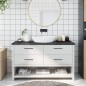 vidaXL Encimera baño madera maciza tratada gris oscuro 140x40x(2-4) cm vidaXL Encimera baño madera maciza tratada gris oscuro 140x40x(2-4) cm