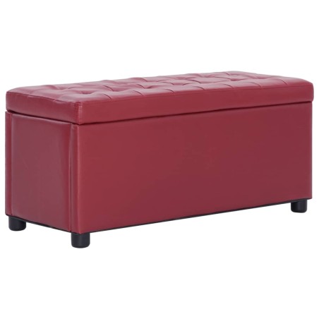 vidaXL Otomana de almacenaje cuero sintético color vino tinto 87,5 cm
