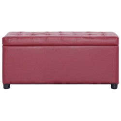 vidaXL Otomana de almacenaje cuero sintético color vino tinto 87,5 cm