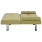 vidaXL Sofá cama con dos almohadas de poliéster verde vidaXL Sofá cama con dos almohadas de poliéster verde