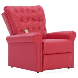 vidaXL Sillón de masaje reclinable de cuero artificial rojo