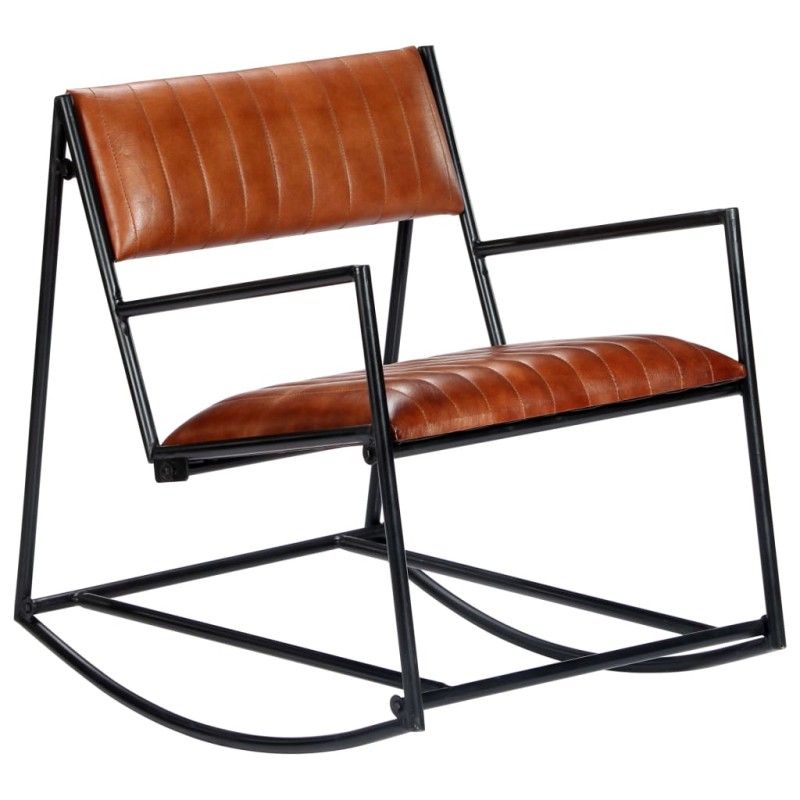 vidaXL Silla mecedora de cuero auténtico marrón vidaXL Silla mecedora de cuero auténtico marrón