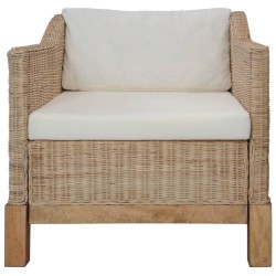 vidaXL Sillón con cojines ratán natural