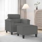 vidaXL Sillón con taburete tela de microfibra gris oscuro 60 cm vidaXL Sillón con taburete tela de microfibra gris oscuro 60 cm