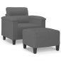 vidaXL Sillón con taburete tela de microfibra gris oscuro 60 cm vidaXL Sillón con taburete tela de microfibra gris oscuro 60 cm