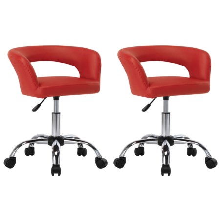 vidaXL Sillas de comedor 2 unidades cuero sintético rojo