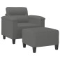 vidaXL Sillón con taburete tela de microfibra gris oscuro 60 cm vidaXL Sillón con taburete tela de microfibra gris oscuro 60 cm