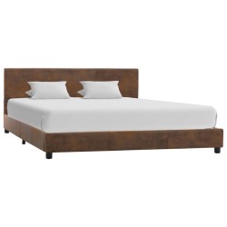 vidaXL Estructura de cama de piel de ante artificial marrón 120x200 cm
