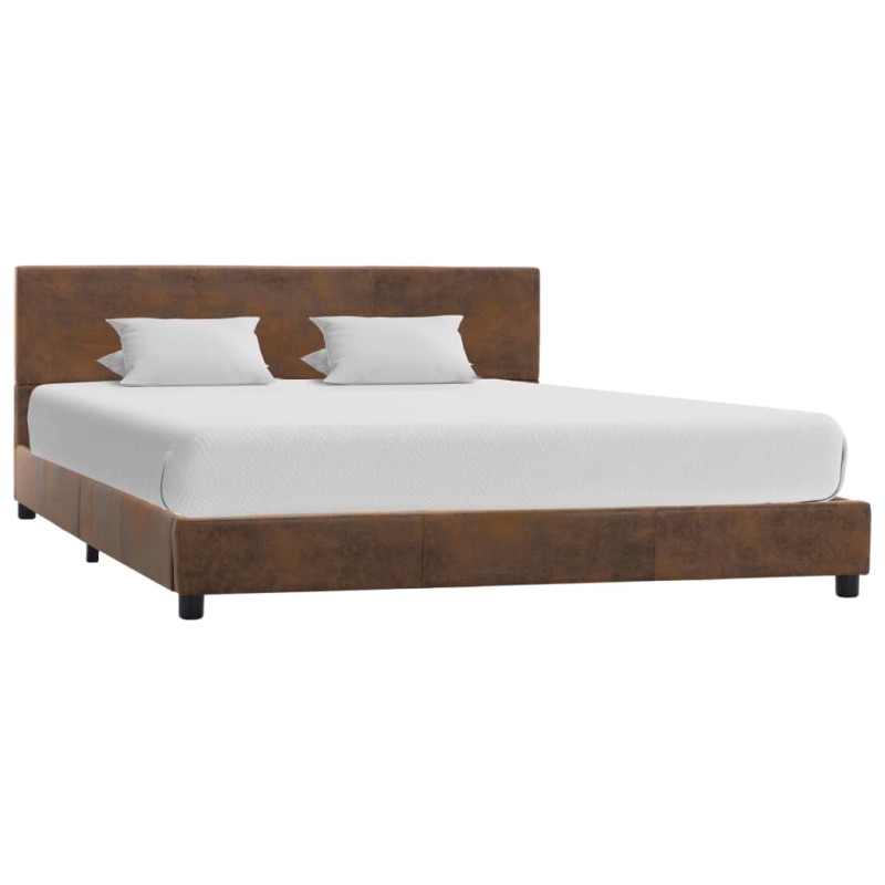 vidaXL Estructura de cama de piel de ante artificial marrón 120x200 cm