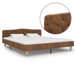 vidaXL Estructura de cama de piel de ante artificial marrón 180x200 cm