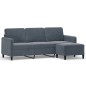 vidaXL Sofá de 3 plazas con taburete de terciopelo gris oscuro 180 cm vidaXL Sofá de 3 plazas con taburete de terciopelo gris oscuro 180 cm