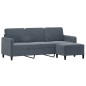 vidaXL Sofá de 3 plazas con taburete de terciopelo gris oscuro 180 cm vidaXL Sofá de 3 plazas con taburete de terciopelo gris oscuro 180 cm