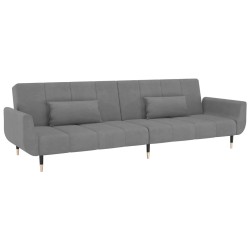 vidaXL Sofá cama de 2 plazas con dos almohadas terciopelo gris claro