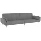 vidaXL Sofá cama de 2 plazas con dos almohadas terciopelo gris claro vidaXL Sofá cama de 2 plazas con dos almohadas terciopelo gris claro