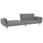 vidaXL Sofá cama de 2 plazas con dos almohadas terciopelo gris claro vidaXL Sofá cama de 2 plazas con dos almohadas terciopelo gris claro