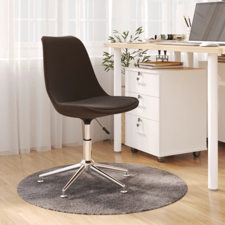 vidaXL Silla de oficina giratoria de tela marrón oscuro