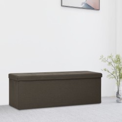 vidaXL Banco de almacenamiento plegable lino sintético marrón oscuro