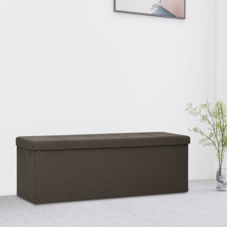 vidaXL Banco de almacenamiento plegable lino sintético marrón oscuro