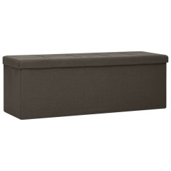 vidaXL Banco de almacenamiento plegable lino sintético marrón oscuro