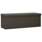 vidaXL Banco de almacenamiento plegable lino sintético marrón oscuro vidaXL Banco de almacenamiento plegable lino sintético marrón oscuro