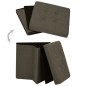 vidaXL Taburetes de almacenaje plegables 2 uds lino sintético marrón vidaXL Taburetes de almacenaje plegables 2 uds lino sintético marrón