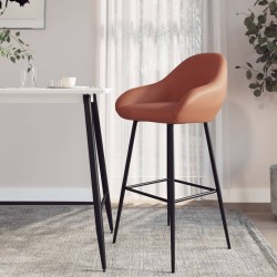 vidaXL Taburete de barra de cocina de cuero sintético marrón claro