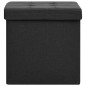 vidaXL Taburete con almacenaje plegable lino sintético negro vidaXL Taburete con almacenaje plegable lino sintético negro
