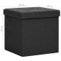 vidaXL Taburete con almacenaje plegable lino sintético negro vidaXL Taburete con almacenaje plegable lino sintético negro