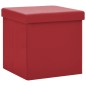 vidaXL Taburete de almacenaje plegable 2 uds rojo vino tinto PVC vidaXL Taburete de almacenaje plegable 2 uds rojo vino tinto PVC