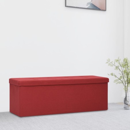 vidaXL Banco de almacenamiento plegable lino sintético rojo vino tinto