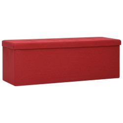vidaXL Banco de almacenamiento plegable lino sintético rojo vino tinto