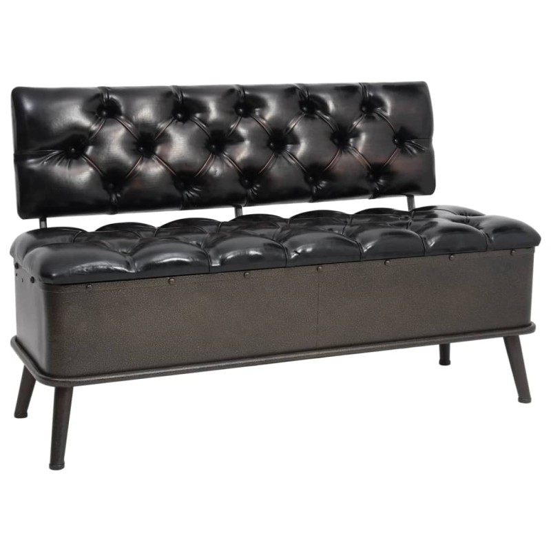 vidaXL Banco de almacenaje con respaldo cuero sintético negro 110 cm vidaXL Banco de almacenaje con respaldo cuero sintético negro 110 cm