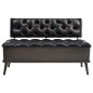 vidaXL Banco de almacenaje con respaldo cuero sintético negro 110 cm vidaXL Banco de almacenaje con respaldo cuero sintético negro 110 cm