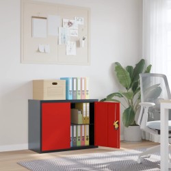 vidaXL Armario archivador de acero gris antracita y rojo 90x40x70 cm