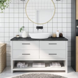 vidaXL Encimera baño madera maciza tratada gris oscuro 140x30x(2-4) cm