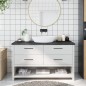 vidaXL Encimera baño madera maciza tratada gris oscuro 140x30x(2-4) cm vidaXL Encimera baño madera maciza tratada gris oscuro 140x30x(2-4) cm