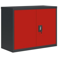 vidaXL Armario archivador de acero gris antracita y rojo 90x40x70 cm