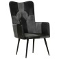 vidaXL Sillón orejero cuero auténtico negro y gris vidaXL Sillón orejero cuero auténtico negro y gris