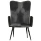 vidaXL Sillón orejero cuero auténtico negro y gris vidaXL Sillón orejero cuero auténtico negro y gris