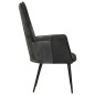 vidaXL Sillón orejero cuero auténtico negro y gris vidaXL Sillón orejero cuero auténtico negro y gris