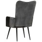vidaXL Sillón orejero cuero auténtico negro y gris vidaXL Sillón orejero cuero auténtico negro y gris