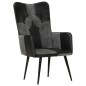 vidaXL Sillón orejero cuero auténtico negro y gris vidaXL Sillón orejero cuero auténtico negro y gris