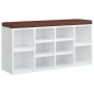 vidaXL Banco zapatero madera contrachapada blanco brillo 103x30x48 cm vidaXL Banco zapatero madera contrachapada blanco brillo 103x30x48 cm