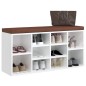 vidaXL Banco zapatero madera contrachapada blanco brillo 103x30x48 cm vidaXL Banco zapatero madera contrachapada blanco brillo 103x30x48 cm