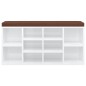 vidaXL Banco zapatero madera contrachapada blanco brillo 103x30x48 cm vidaXL Banco zapatero madera contrachapada blanco brillo 103x30x48 cm