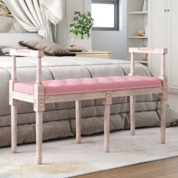 vidaXL Banco de terciopelo rosa 110x40x70 cm